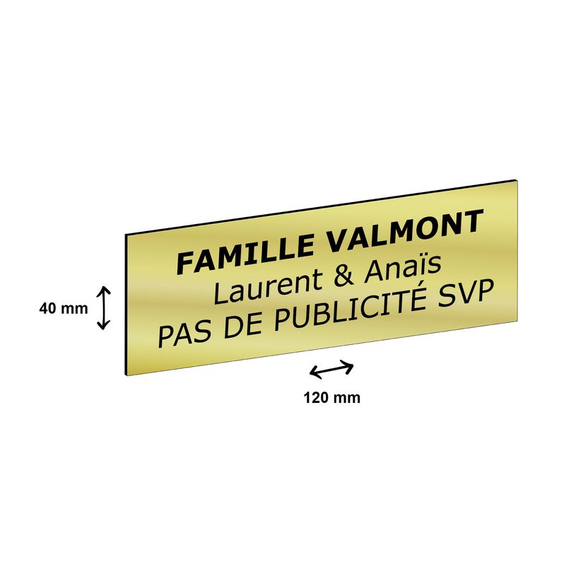 2012348177885-Plaque boîte à lettres personnalisée avec votre texte - 120 x 40 mm - dorée - adhésiv