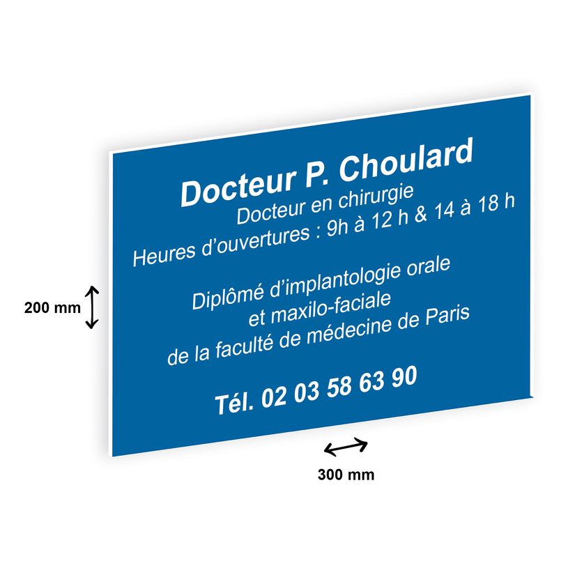 2012348178721-Plaque professionnelle personnalisée avec votre texte - 300 x 200 mm - Epaisseur 3,2 mm - bleue -P_79384205_2-1