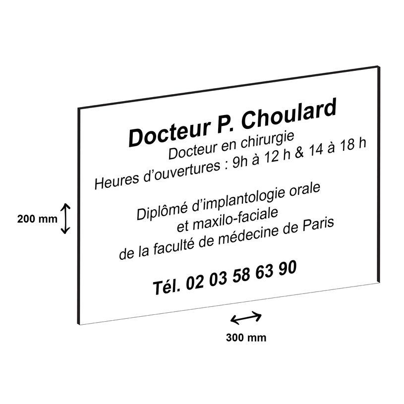 3459590648531-Plaque professionnelle personnalisée avec votre texte - 300 x 200 mm - Epaisseur 3,2 mm - blanche -P_79384206_2-1