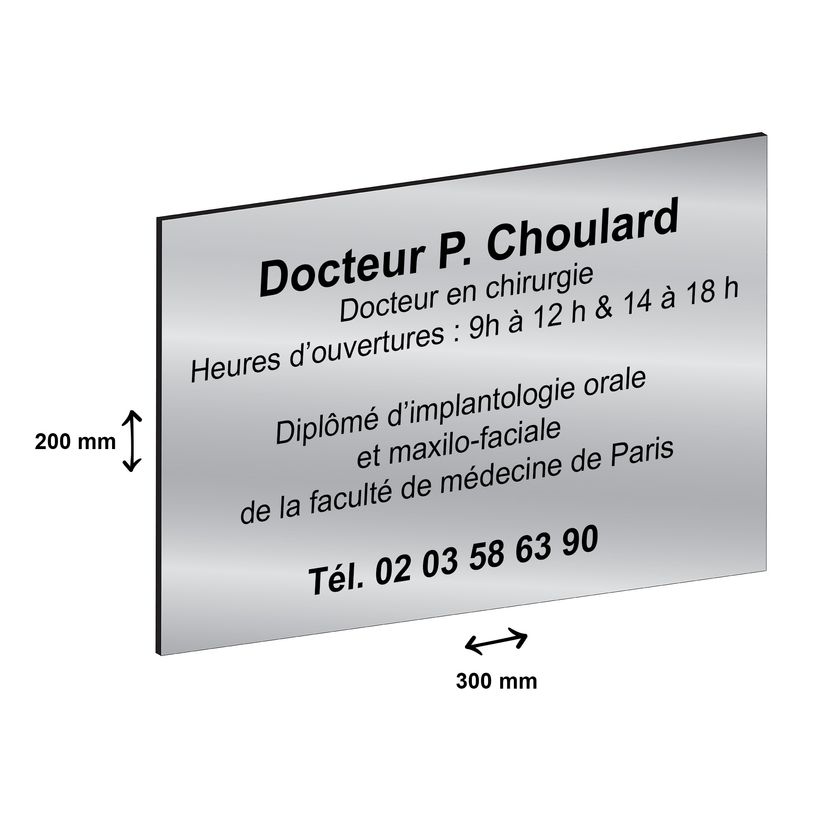 2012348178806-Plaque professionnelle personnalisée avec votre texte - 300 x 200 mm - Epaisseur 3,2 mm - argentée -P_79384209_2-1