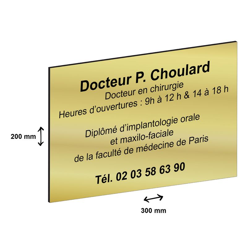 2012348178844-Plaque professionnelle personnalisée avec votre texte - 300 x 200 mm - Epaisseur 3,2 mm - dorée -P_79384211_2-1