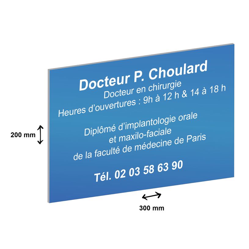 2012348178929-Plaque professionnelle en aluminium anodisé - personnalisée avec votre texte - 300 x 200 mm - Epaisseur 1 mm - bleue -P_79384215_2-1