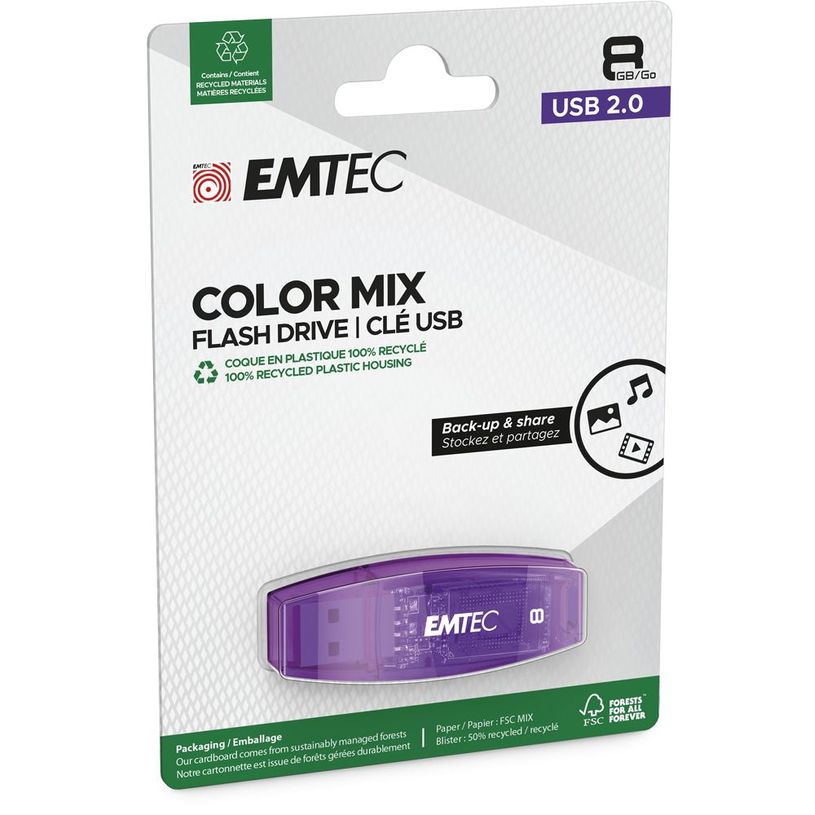3126170110589-Emtec C410 Color Mix - clé USB 2.0 - 8 Go - violet--1