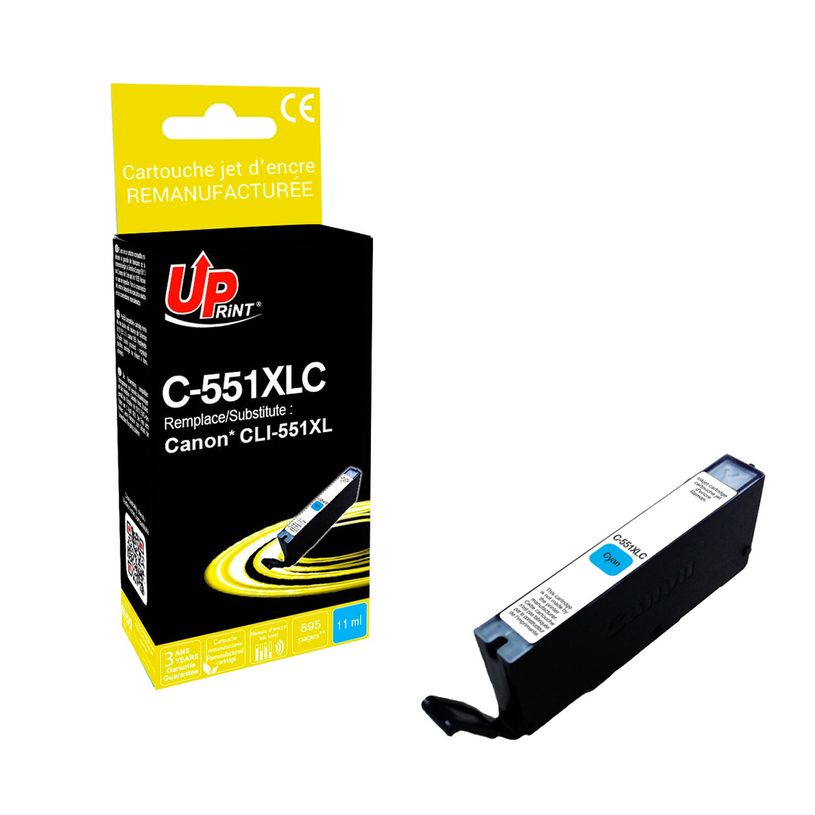 3584770896775-Cartouche remanufacturée Canon CLI-551XL - cyan - Uprint--2
