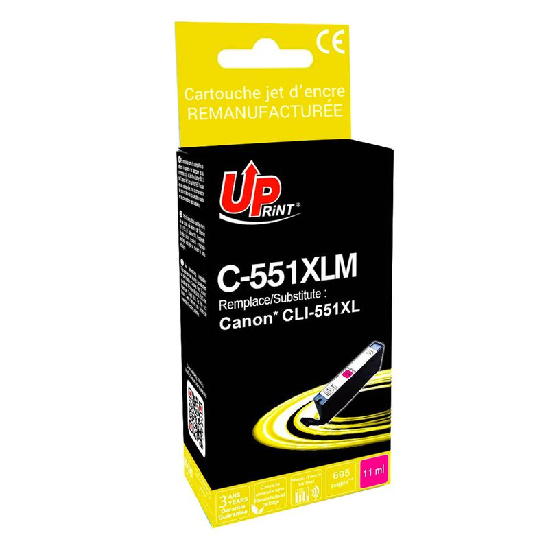 3584770896782-Cartouche remanufacturée Canon CLI-551XL - magenta - Uprint--0