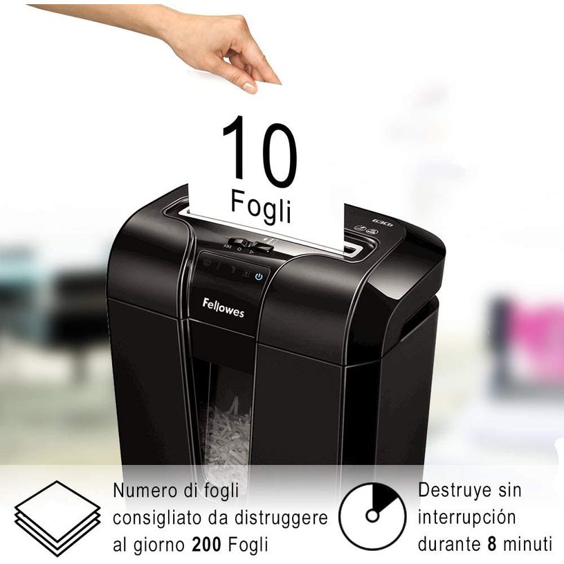 0043859642304-Fellowes Powershred 63Cb - destructeur de documents coupe croisée - 10 feuilles - Corbeil-P_79386849_10-1