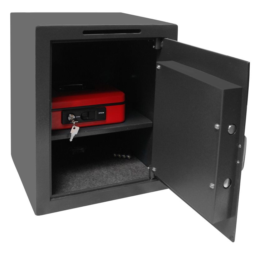 3700092258156-RESKAL DSPP34 - Coffre-fort de dépôt - à clé et à code - acier - gris-P_79388208_3-2