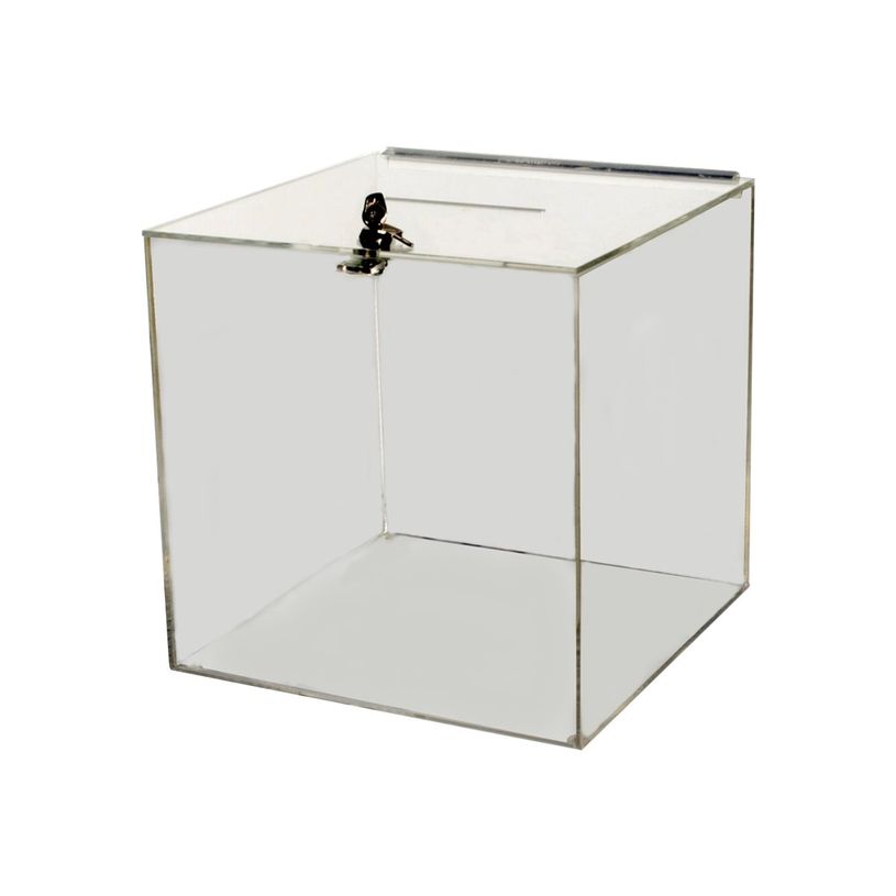 3660412026738-INOVSHOP - Urne de comptoir sécurisée - couvercle équipé d'une serrure - 25 x 25 x 25 c-P_79388306_1-0