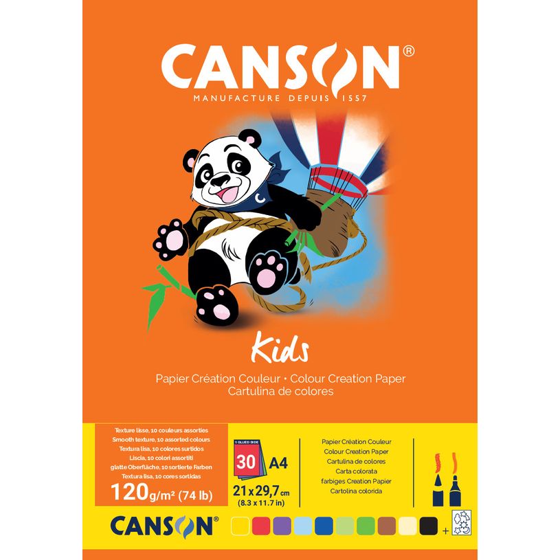 3148950015310-Canson Kids Création - Bloc dessin - 30 feuilles - A4 - 120 gr - couleurs assorties-P_79388760_1-0