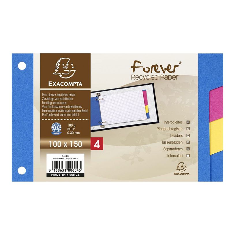 3130631006045-Exacompta Forever - Intercalaire 4 positions - pour fiches Bristol 10 x 15 cm - carte recyc-P_79389294_5-1