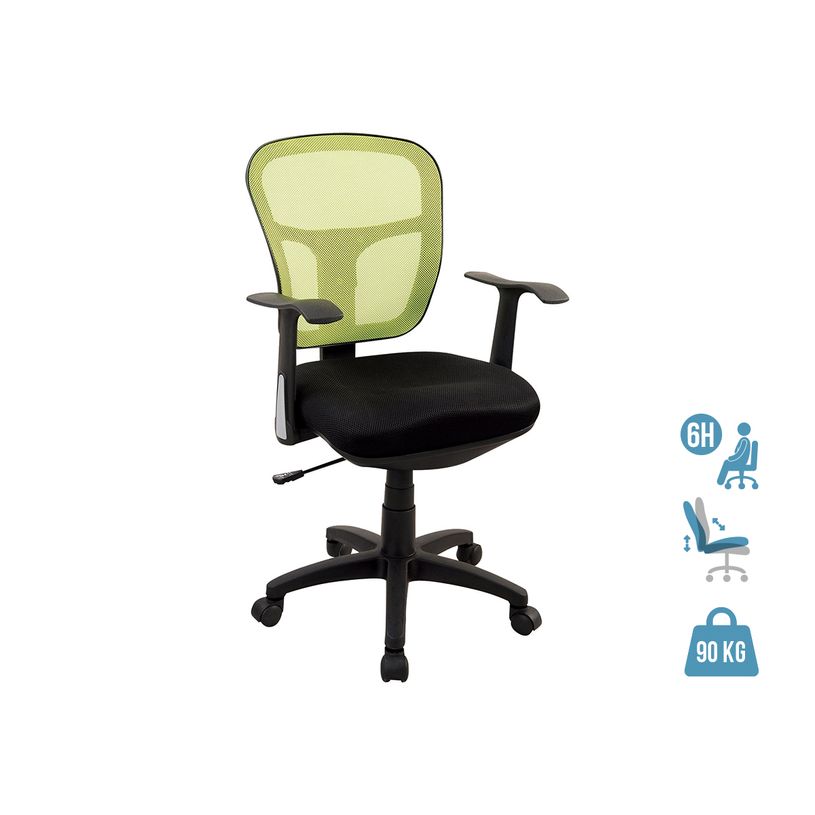 3760185023160-Fauteuil de bureau PHOENIX - accoudoirs fixes - noir et vert-P_79389830_1-0