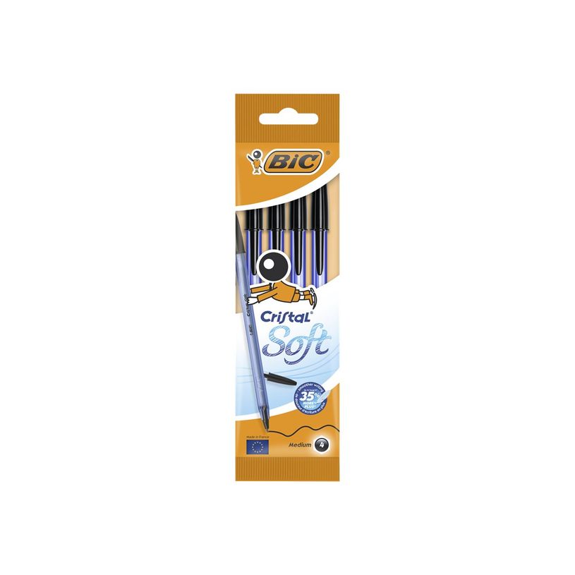 3086123340701-BIC Cristal SOFT - 4 Stylos à bille - noir - 1.2 mm-P_79389861_6-5