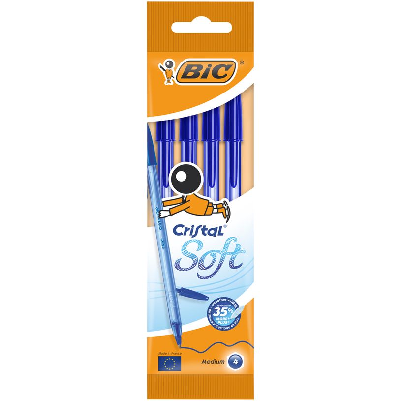 3086123340718-BIC Cristal SOFT - 4 Stylos à bille - bleu - 1.2 mm-P_79389862_1-0