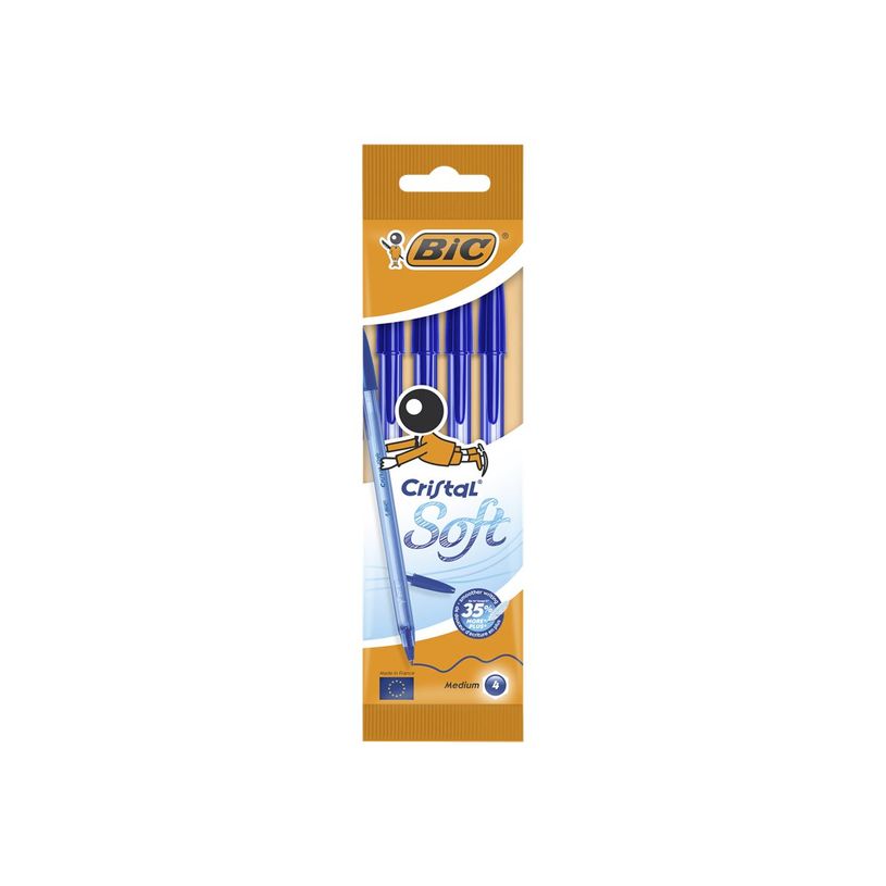 3086123340718-BIC Cristal SOFT - 4 Stylos à bille - bleu - 1.2 mm-P_79389862_6-5