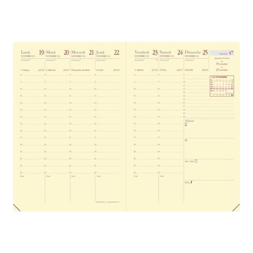 3371010335589-Agenda Sahara Affaires Prestige avec répertoire - 1 semaine sur 2 pages - 10 x 15 cm - rou-P_79389916_1-1