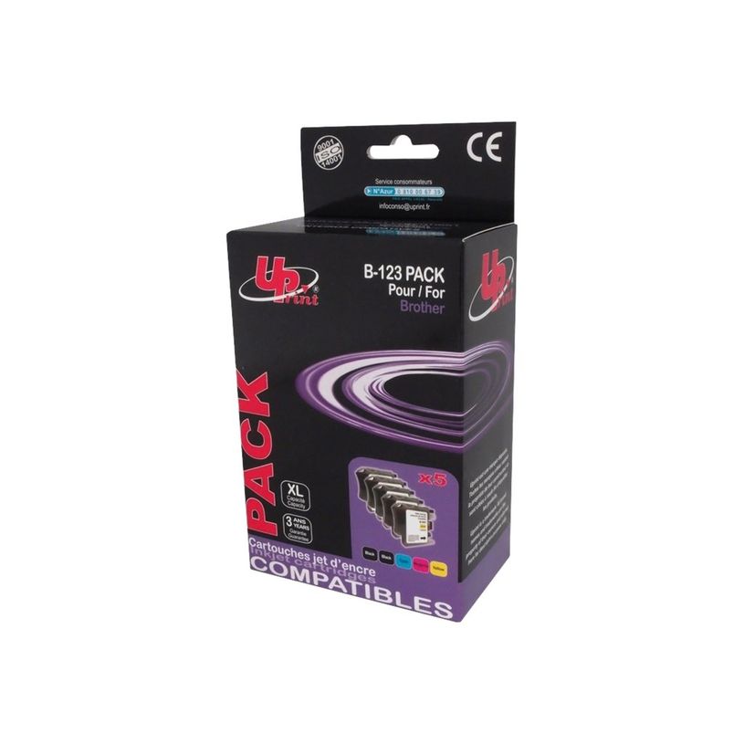 3584770889166-cartouche compatible Brother LC121/LC123/LC125/LC127 - Pack de 5 - noir x2, cyan, magenta, -P_79390024_1-0