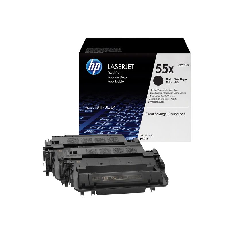 0885631277102-HP 55X - Paquete de 2 - Alto rendimiento - negro - original - LaserJet - cartucho de tóner (CE255XD) - para LaserJet Enterprise MFP M525; LaserJet Enterprise Flow MFP -P_79391215_19-35