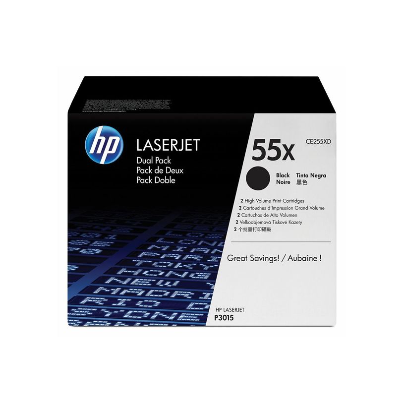 0885631277102-HP 55X - Paquete de 2 - Alto rendimiento - negro - original - LaserJet - cartucho de tóner (CE255XD) - para LaserJet Enterprise MFP M525; LaserJet Enterprise Flow MFP -P_79391215_29-31