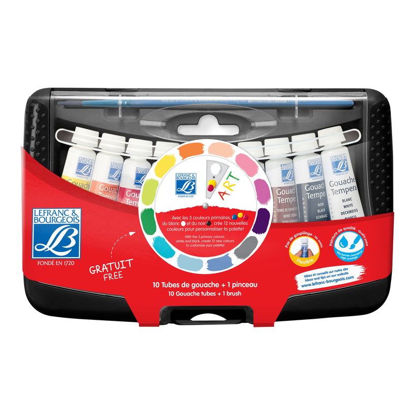 3013648075658-Lefranc Bourgeois COLLEGE BOX -  10 tubes de peinture gouache - couleurs assorties - 10 ml -P_79391549_1-1