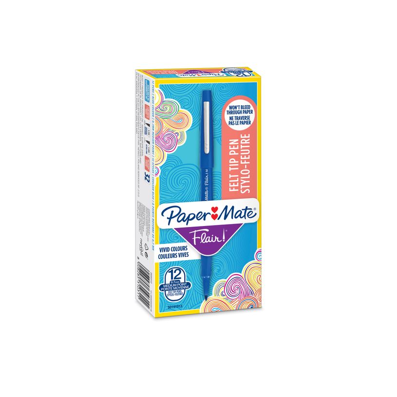 8008285310311-Paper Mate Flair Original - Pack de 12 feutres fins - pointe moyenne - bleu-P_79392215_1-0