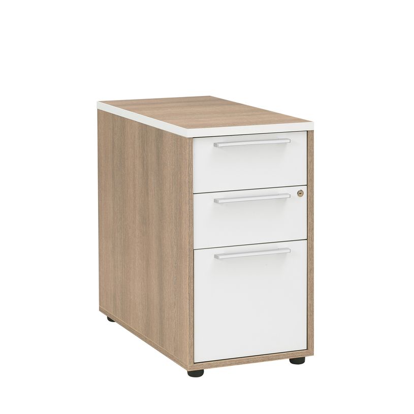 3483600460493-Caisson bout de bureau ARPE - Profondeur 80 cm - 3 tiroirs - Chêne-P_79392507_1-0
