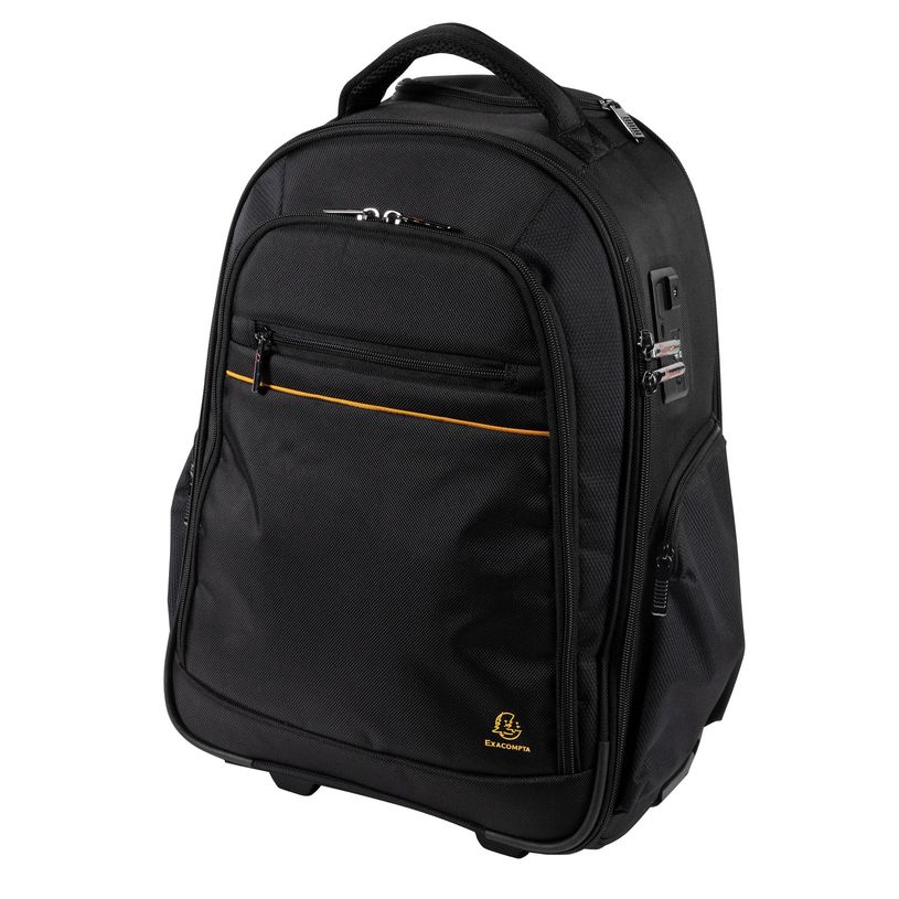 3130630186342-Exacompta Exactive - Sac à dos à roulettes pour ordinateur portable 15,6" - noir, orange--4