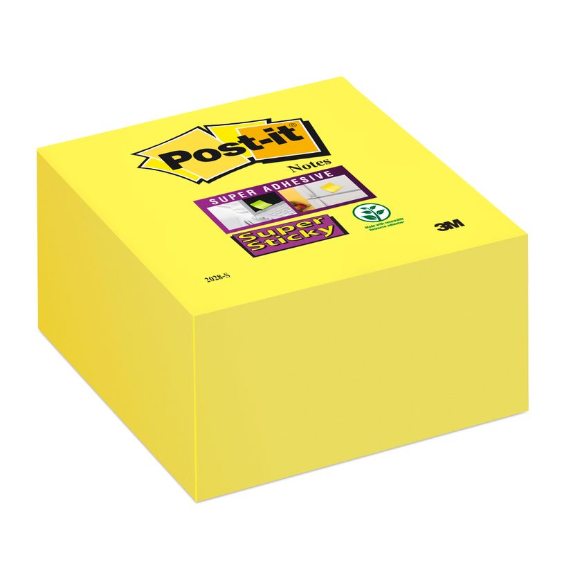 0021200466076-Post-it - Bloc Cube Super Sticky - 450 feuilles - 76 x 76 mm - jaune jonquille-P_79392664_1-0