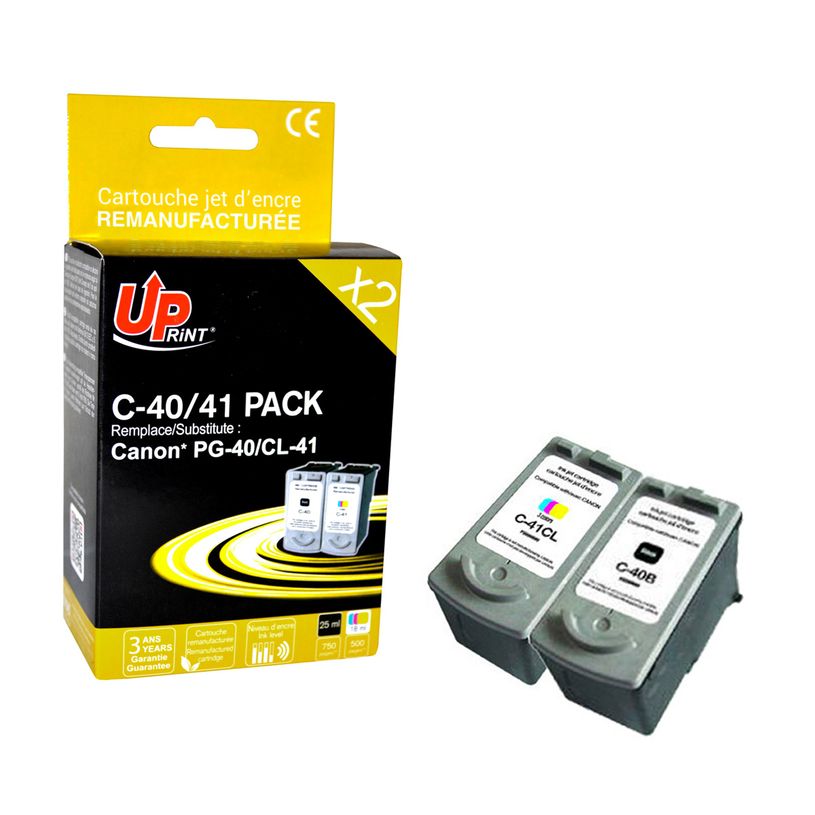 3584770880712-Cartouche remanufacturée Canon PG-40/CL-41 - pack de 2 - noir, cyan, magenta, jaune - Uprint--2