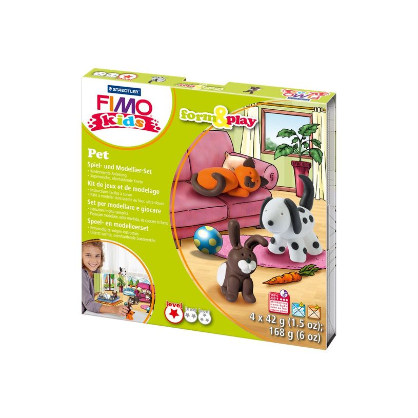 4007817806029-STAEDTLER FIMO kids form&play Pet - kit de pâte à modeler - Modèle Animaux Familiers-P_79393806_1-0