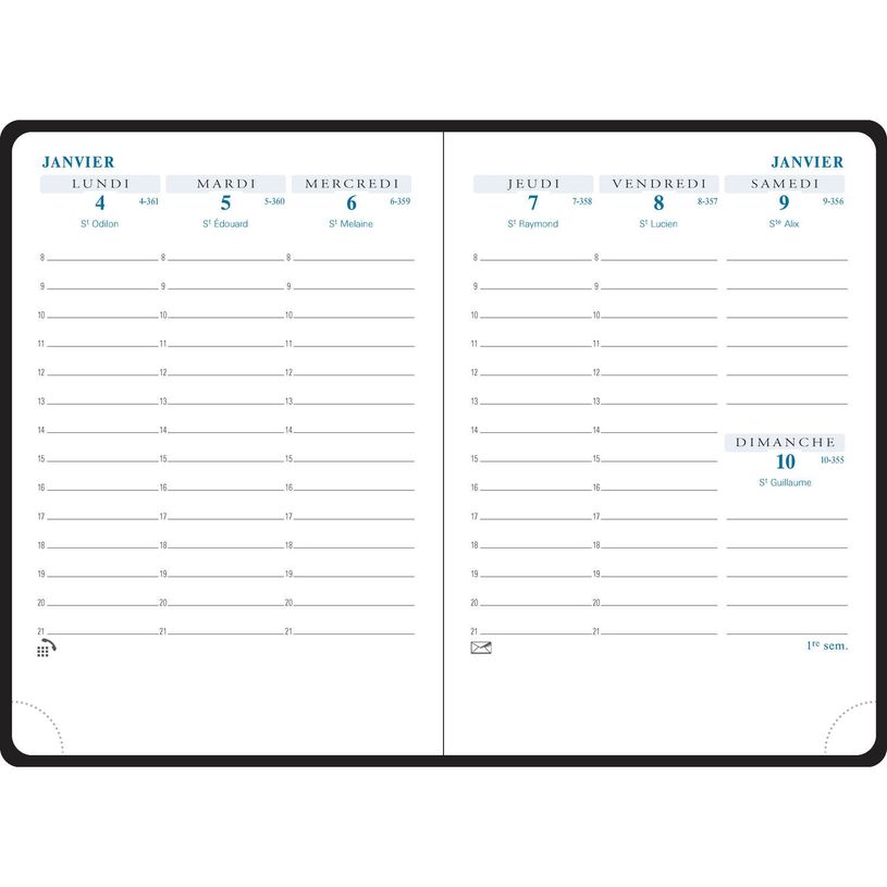 3660942047791-Agenda de poche Floralie - 1 semaine sur 2 pages - 9 x 13 cm - disponible dans différentes-P_79394642_4-3