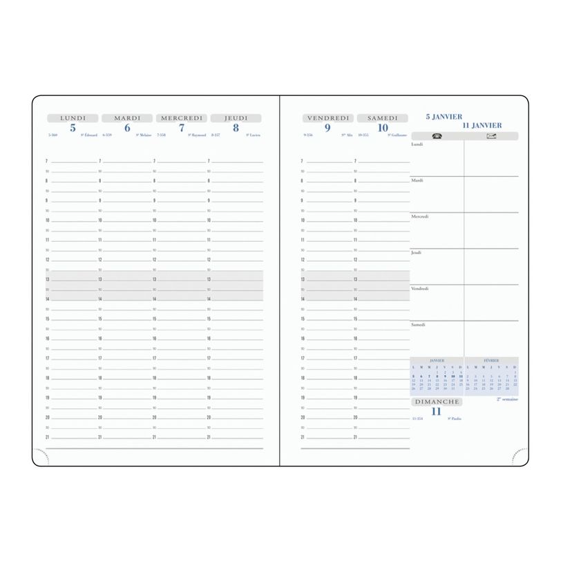 3660942047821-Agenda Floralie - 1 semaine sur 2 pages - 15 x 21 cm - disponible dans différentes couleur-P_79394645_4-3