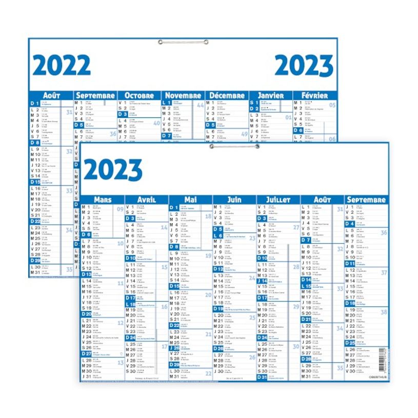 3108720270882-Calendrier bleu - 7 mois par face - 21 x 27 cm - Oberthur-P_79395015_1-0