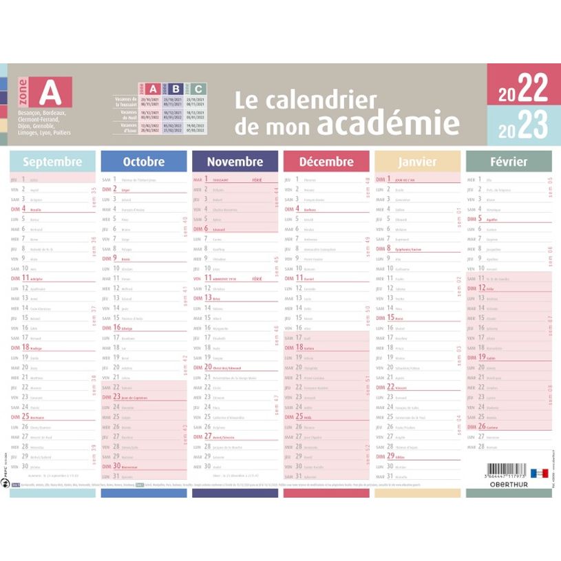 3108724300608-Bien s'organiser - Calendrier Zone A - 43 x 33,5 cm - Oberthur-P_79395051_1-0