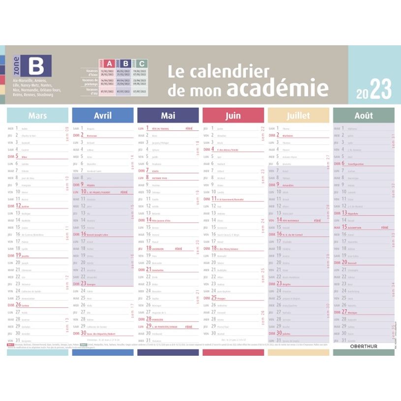 3108724300615-Bien s'organiser - Calendrier Zone B - 43 x 33,5 cm - Oberthur-P_79395052_2-1