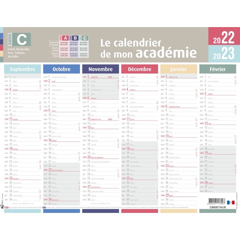 3108724300622-Bien s'organiser - Calendrier Zone C - 43 x 33,5 cm - Oberthur-P_79395053_1-0