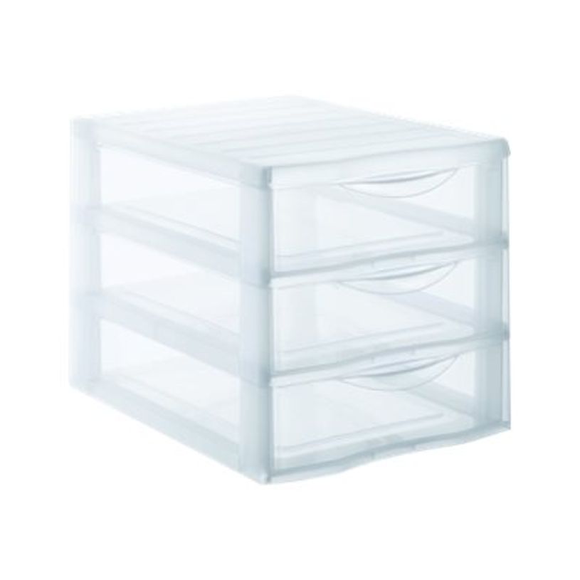 3234530000668-Fast Orgamix - Bac de rangement 3 tiroirs - argent/transparent-P_79395515_1-0