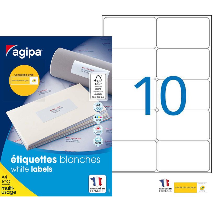 3270241009828-Apli Agipa - 1000 Étiquettes adhésives blanches multi-usages - 99,1 x 57 mm - coins arron-P_79395550_1-0