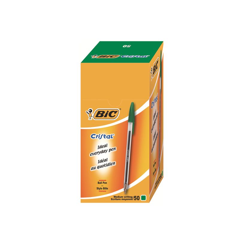 0070330129641-BIC Cristal - 50 Stylos à bille - vert - 1 mm - pointe moyenne-P_79395555_8-14