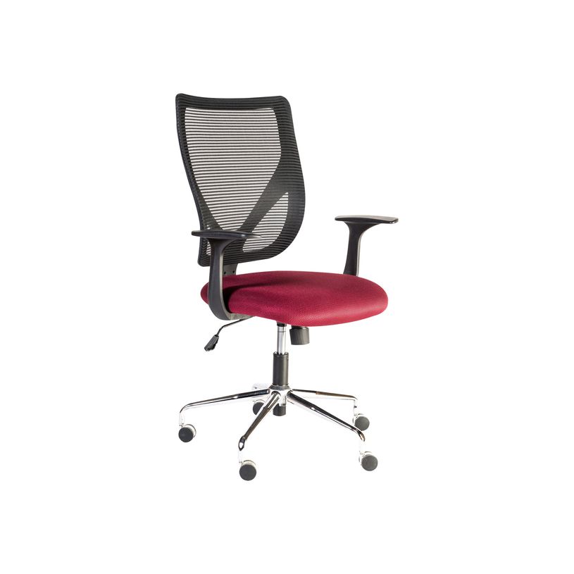3760185026765-Fauteuil de bureau - KONAKRY - Accoudoirs fixes - Noir et rouge bordeaux -P_79395747_1-0