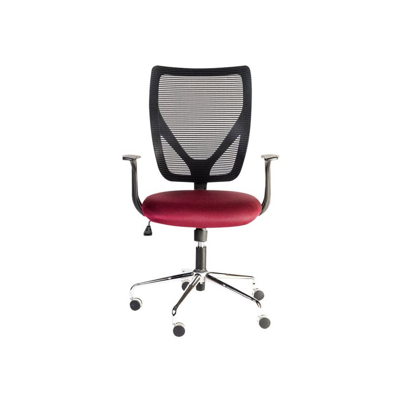 3760185026765-Fauteuil de bureau - KONAKRY - Accoudoirs fixes - Noir et rouge bordeaux -P_79395747_2-1
