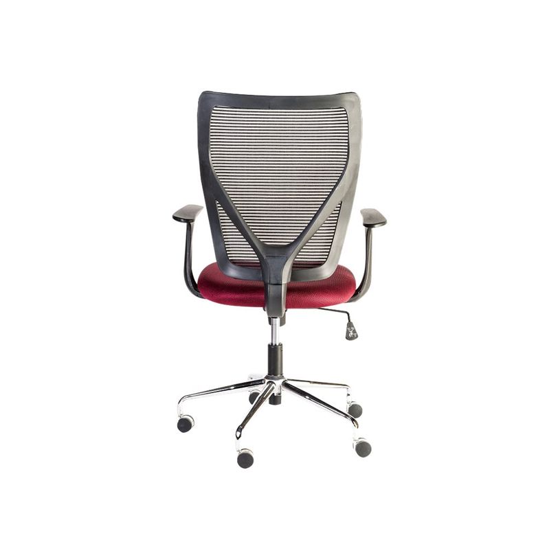 3760185026765-Fauteuil de bureau - KONAKRY - Accoudoirs fixes - Noir et rouge bordeaux -P_79395747_4-3