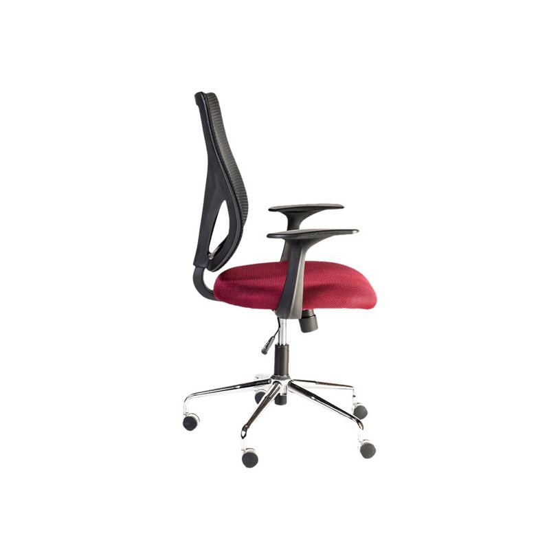 3760185026765-Fauteuil de bureau - KONAKRY - Accoudoirs fixes - Noir et rouge bordeaux -P_79395747_5-4