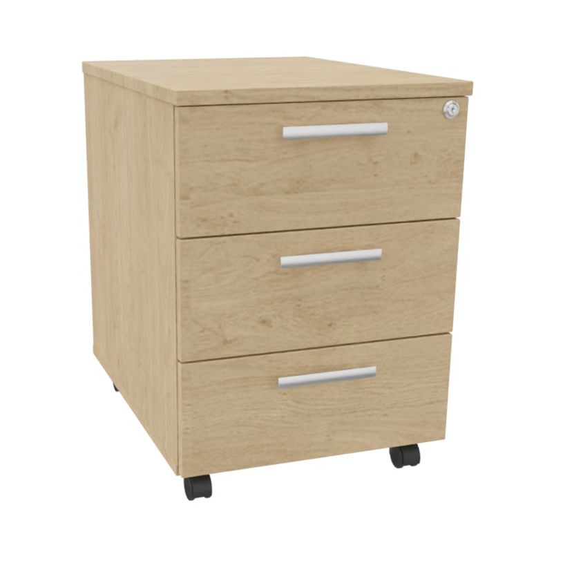 3253310145887-Caisson mobile EXPRIM/LOFTER/LEVEL - L43 x H56 x P60 cm - 3 tiroirs - Imitation Chêne clair--0