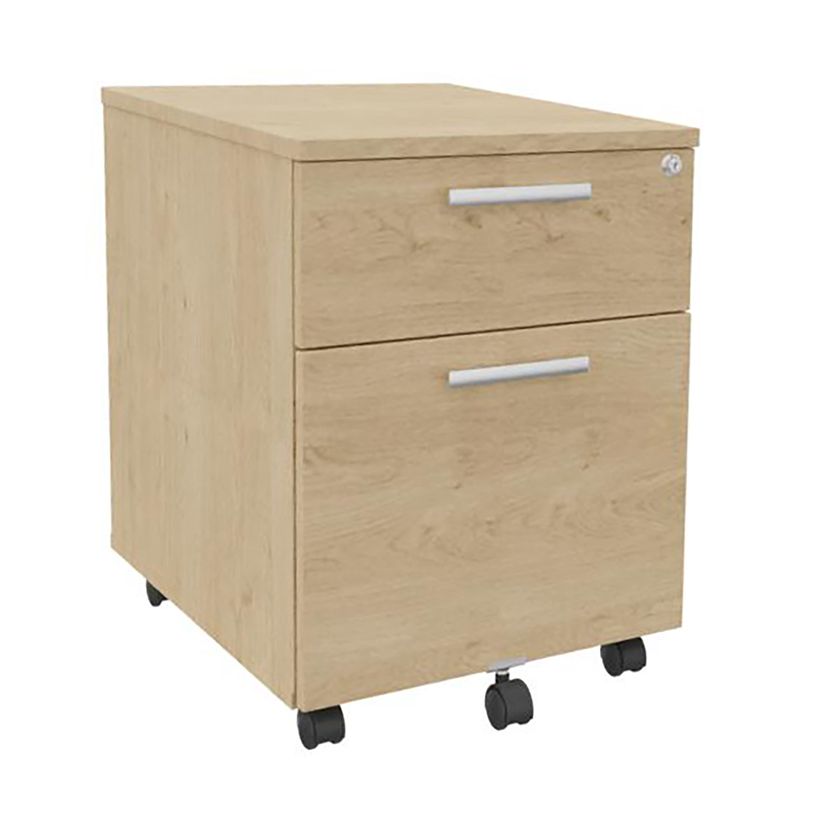 3253310145900-Caisson mobile EXPRIM/LOFTER/LEVEL - L43 x H56 x P60 cm - 2 tiroirs dont 1 DS - Imitation Chêne clair--0