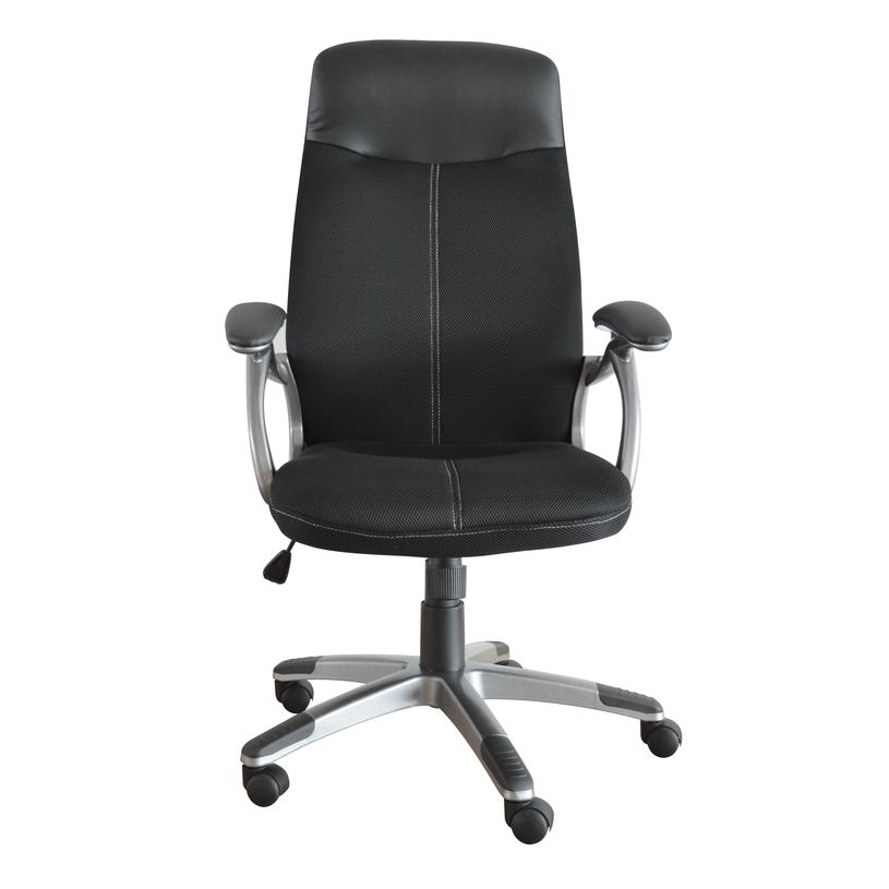 3397703398945-Fauteuil de bureau TARANIS - accoudoirs fixes - appui-tête intégré - noir-P_79395812_3-2