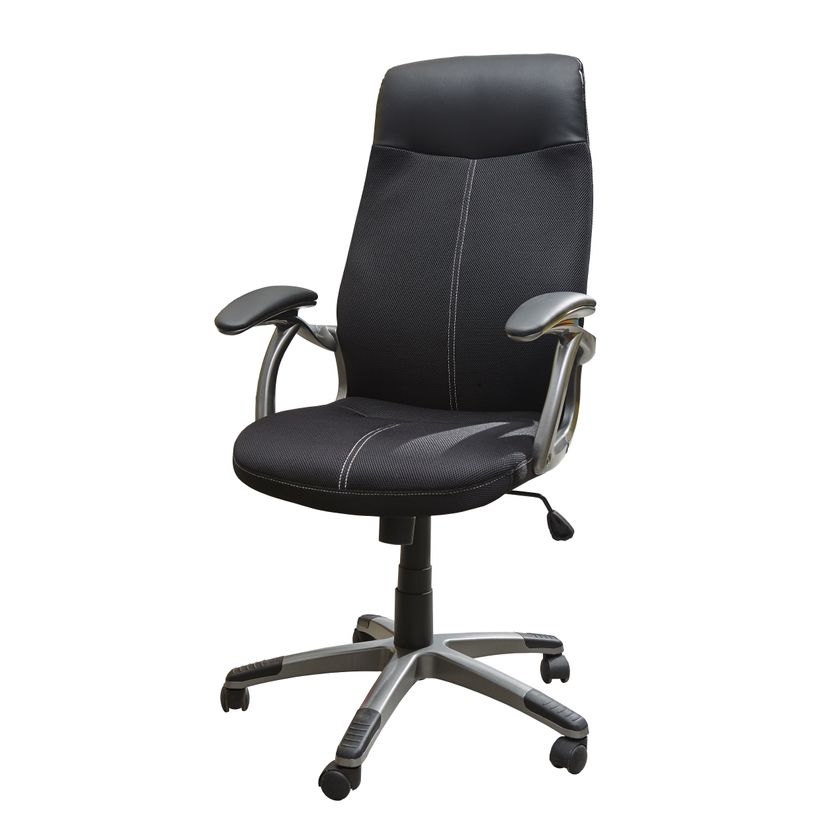 3397703398945-Fauteuil de bureau TARANIS - accoudoirs fixes - appui-tête intégré - noir-P_79395812_5-4