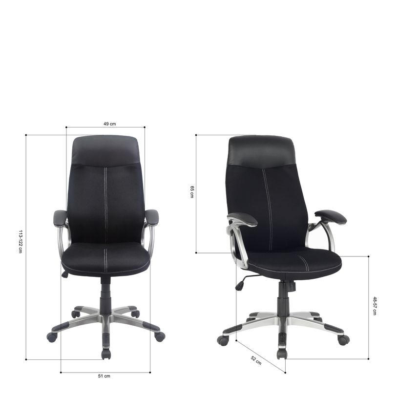 3397703398945-Fauteuil de bureau TARANIS - accoudoirs fixes - appui-tête intégré - noir-P_79395812_9-8