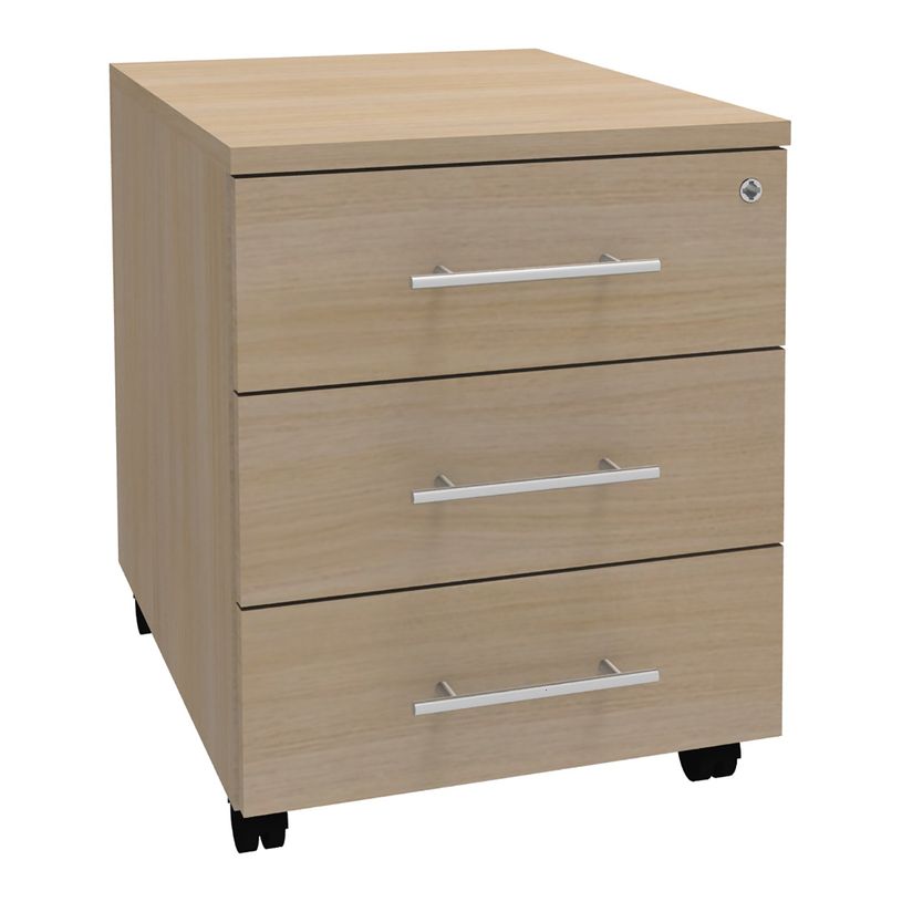 3253310145887-Caisson mobile EXPRIM/LOFTER/LEVEL - L43 x H56 x P60 cm - 3 tiroirs - Imitation Chêne clai-P_79395832_1-0