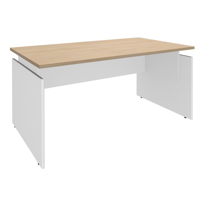3253310147386-Bureau INEO JET UP Bureau Vallée - Réglable en hauteur - L120 x H74/78/82 x P80 cm - Pieds blanc - plateau imitation ch-P_79395853_1-0