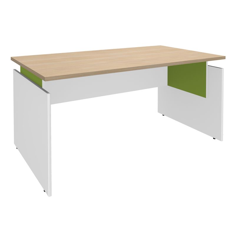 3253310147423-Bureau INEO JET UP Bureau Vallée - Réglable en hauteur - L140 x H74/78/82 x P80 cm - Pieds blanc - plateau imitation c-P_79395857_1-0